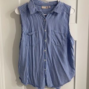 SO Large Juniors Striped Button Down Tank Top Blouse